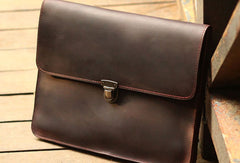 Genuine Leather Mens Cool Messenger Bag iPad Bag Chest Bag Bike Bag Cycling Evelope Cluth Bag For Men - EverHandmade