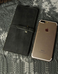 Vintage Slim Leather Long Wallet for Men Bifold Coffee Wallet