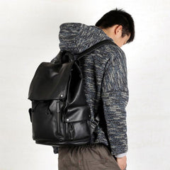 Leather Mens Cool Large Backpacks Black Travel Backpack Hiking Backpack for men