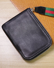 Slim Women Black Leather Billfold Wallet Small Zip Coin Wallets Zipper Change Wallets For Women