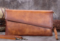 Genuine Leather Clutch Vintage Wristlet Wallet Crossbody Bag Shoulder Bag Handbag Purse For Women - EverHandmade
