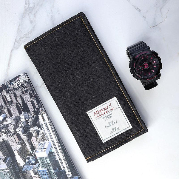 Cool Denim Mens Long Wallet Bifold Jean SLim Long Wallets For Men MBB00781004
