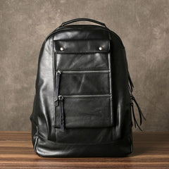 Leather Cool Mens Backpack Large Black Travel Backpack Hiking Backpack for men