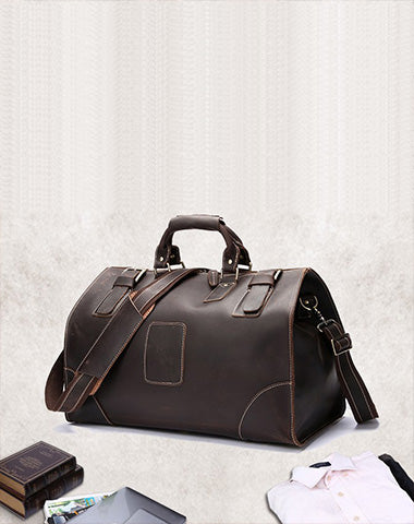 Vintage Leather Mens Large Weekender Bag Travel Bag Duffle Bag