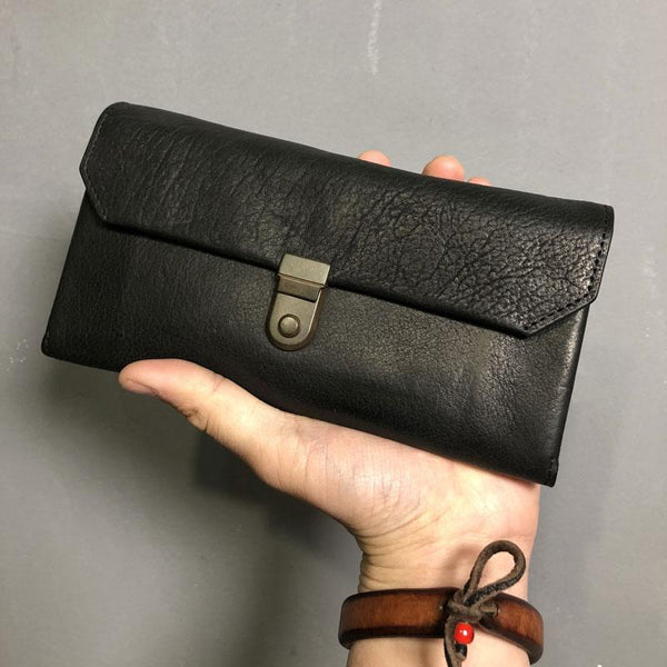 Handmade Genuine Leather Mens Cool Long Leather - Back View