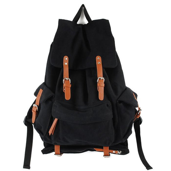 Black CANVAS Mens Casual Waterproof Computer Backpack Black Travel Backpack Coll SCC01191062
