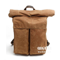 Badass Waxed Canvas Mens Travel Backpack Canvas Hiking Backpack Laptop Backpack for Men