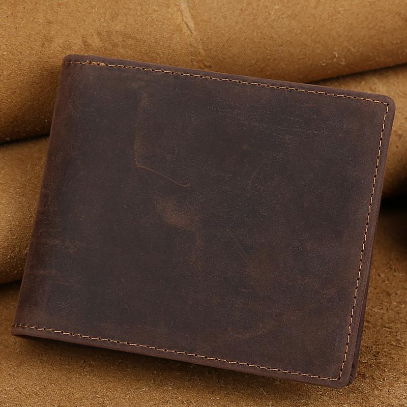 Vintage Bifold Leather Mens Wallet Small Wallet billfold Front Pocket Wallets for Men