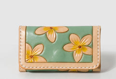 Handmade Leather floral card change coin wallet purse cute small women wallet - EverHandmade
