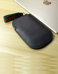 Cute Women Slim Navy Leather Mini Zip Coin Wallet Small Zip Change Wallet For Women