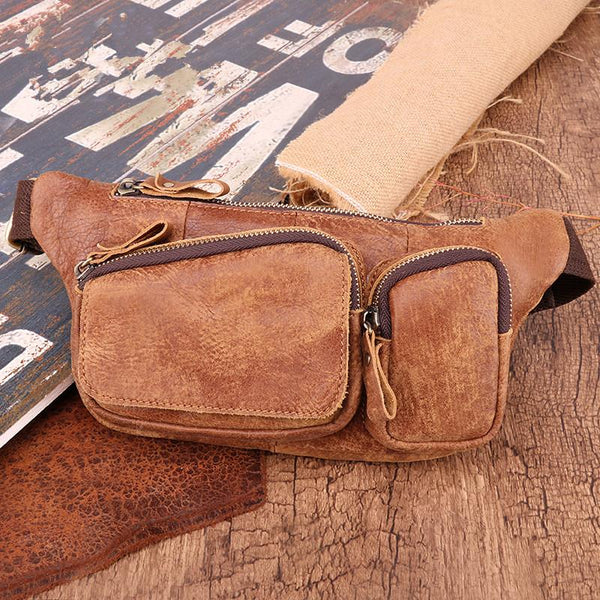 Badass Leather Fanny Pack Men's Brown Hip Bag Bum Bag Waist Bag For Men FY01291105