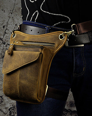 Leather Belt Pouches for Men Leg Drop Bag waist BAG Shoulder Bag For Men