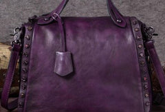 Genuine Leather Handbag Vintage Rivet Crossbody Bag Shoulder Bag Purse For Women - EverHandmade