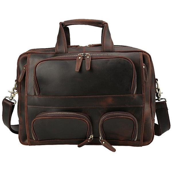 Vintage Leather Men's Briefcase 15‘’ Laptop Briefcase Professional Bag For Men FY06881010