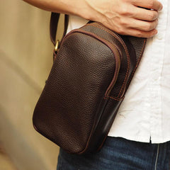 Black Coffee Leather Mens Sling Bag Sling Shoulder Bag Sling On Shoulder Backpack for men