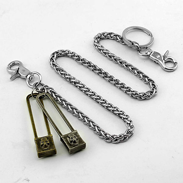 Cool SKull Double Lock Key Chain Long Wallet Chain Pants Chain jeans chain jean chains For Men