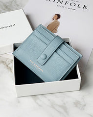 Cute Women Light Blue Vegan Leather Small Card Holder Card Wallets Slim Card Holders Credit Card Holder For Women