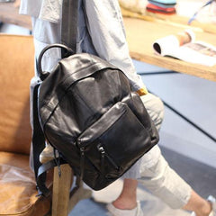 Womens Black Backpack Purse Leather Book Bag Purse - Annie Jewel