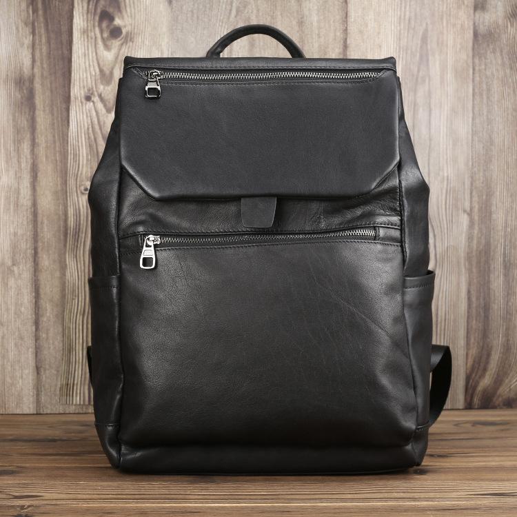 Black Suede Men's 15 inches Computer Backpack Large Travel Backpack Black Large College Backpack For Men