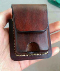 Brown Leather Classic Zippo Lighter Case Handmade Zippo Lighter Pouch with Belt Clip For Men