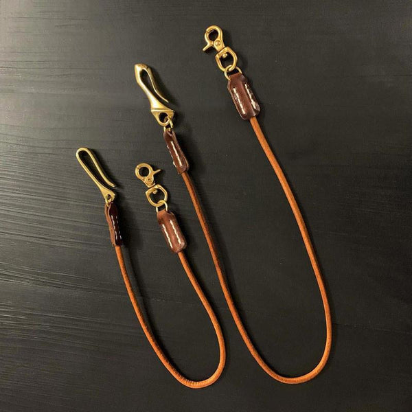 Badass Tan Vintage Leather Long Wallet Chain - Back View