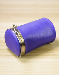 Vintage Women Purple Leather Cup Coin Wallet Frame Clasp Coin Pouch Change Wallet For Women