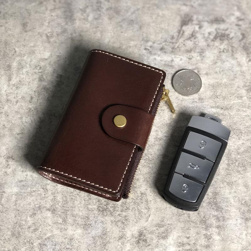 Handmade Leather Mens Cool Key Wallet Car - Back View