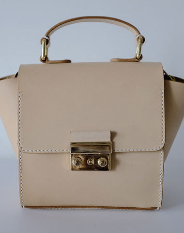 Stylish Leather Beige Womens Handbag Shoulder Bag Crossbody Purse for Women