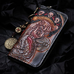 Handmade Leather Mahākāla Mens Chain Biker Wallet Cool Leather Wallet With Chain Wallets for Men