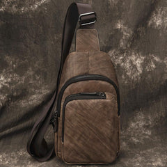 Casual Brown Sling Bag LEATHER MENS Sling - Side View