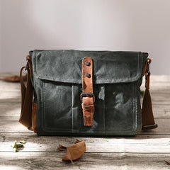Small Waxed Canvas Crossbody Bag waxed canvas camera bag Mens Waterproof Camera Bag Green Side Bag Courier Bag Canvas Messenger Bag for Men