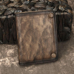 Brown Vintage Bifold Wallet Leather Mens Blue - Open View