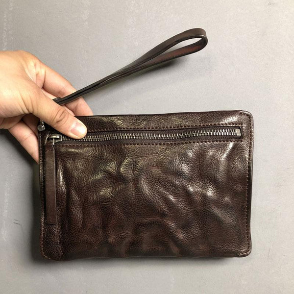 Genuine Leather Mens Clutch Cool Slim Wallet - Back View