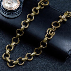 Solid Men's Handmade Pure Brass Python Buckle Key Chain Pants Chains Biker Wallet Chain For Men