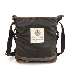 Canvas Leather Mens Gray Black Side Bag Messenger Bags Canvas Courier Bag for Men