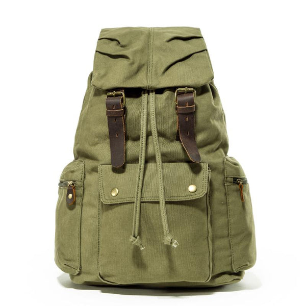 Canvas Women Mens 18" Brown Travel Backpack Green Computer Bag College Backpack SCC01091040