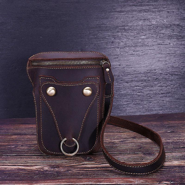 Black LEATHER MENS Belt Pouch Ox Mini Messenger Bag Belt Holster Waist Bag For M FY01382067