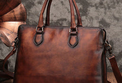 Vintage Leather Mens Brown Briefcase Work Bag Leather Business Bag  for men - EverHandmade