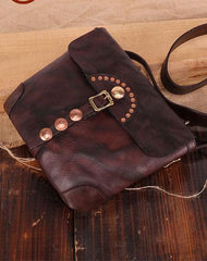 Cool Mens Leather Country Side Bag Small Saddle Messenger bag Shoulder bag For Men
