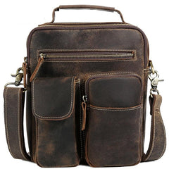 Casual Vintage Leather Mens Small Side Bag Small Messenger bag Small Crossbody Bag For Men