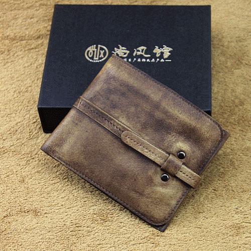 Handmade Mens Cool billfold Leather Wallet Men Small Slim Wallets Bifold for Men DM01281041