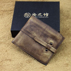 Handmade Mens Cool billfold Leather Wallet Men Small Slim Wallets Bifold for Men