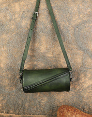 Vintage Leather Womens Barrel Shoulder Bags Bucket - Side View