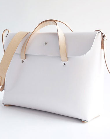 Handmade Leather White Womens Handbag Fashion Work Shoulder Bag for Women