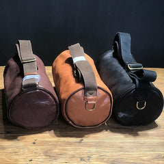 FASHION BROWN LEATHER MEN Small Side Bags Barrel MESSENGER BAG BLACK Bucket Bag Postman Bag FOR MEN