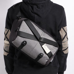 Cool Nylon Cloth Casual Men's Stitching Sling Bag Black One Shoulder Backpack Chest Side Bag For Men