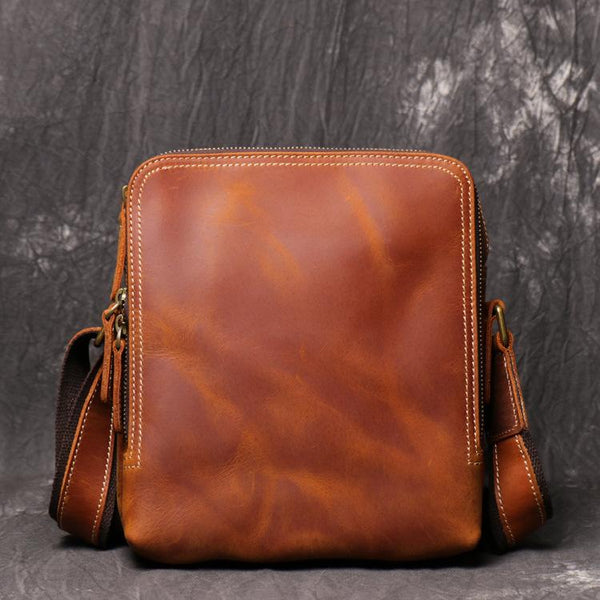 Cool Brown LEATHER MENS Ipad Vertical SIDE - Back View
