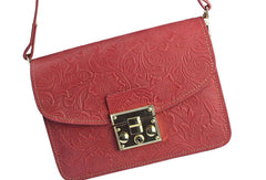 Handmade crossbody bag leather shoulder bag purse floral leather for women