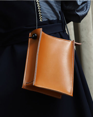 Cute Brown Leather Phone Purse Women Side Bag Box Phone Crossbody Purse For Women
