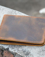 Vintage Mens Leather Slim Bifold Small Wallet Cool billfold Slim Small Wallet for Men